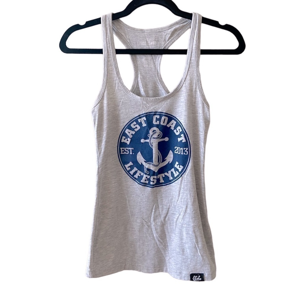 𝅺⭐️2 FOR $20⭐️ East COAST LIFESTYLE Grey Racerback Tank Top. XS